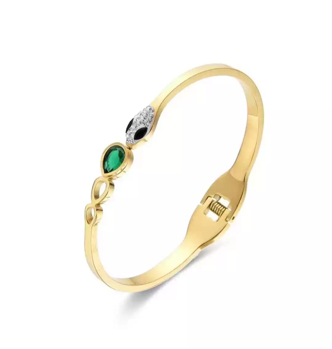 Women Cubic Zirconia Studded Gold- Plated Kada Bracelet