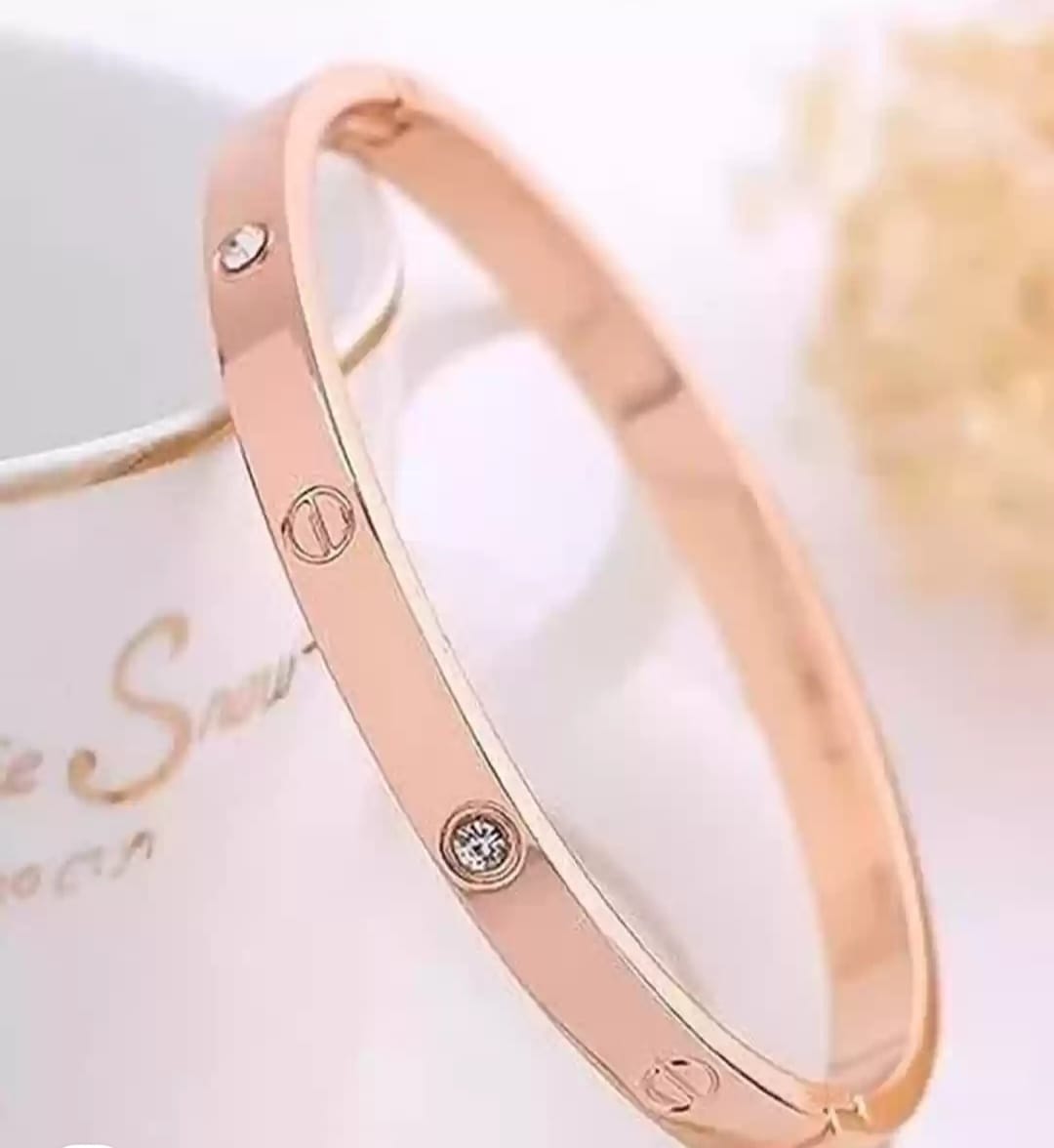 Cubic Zirconia Gold- Plated Kada Bracelet