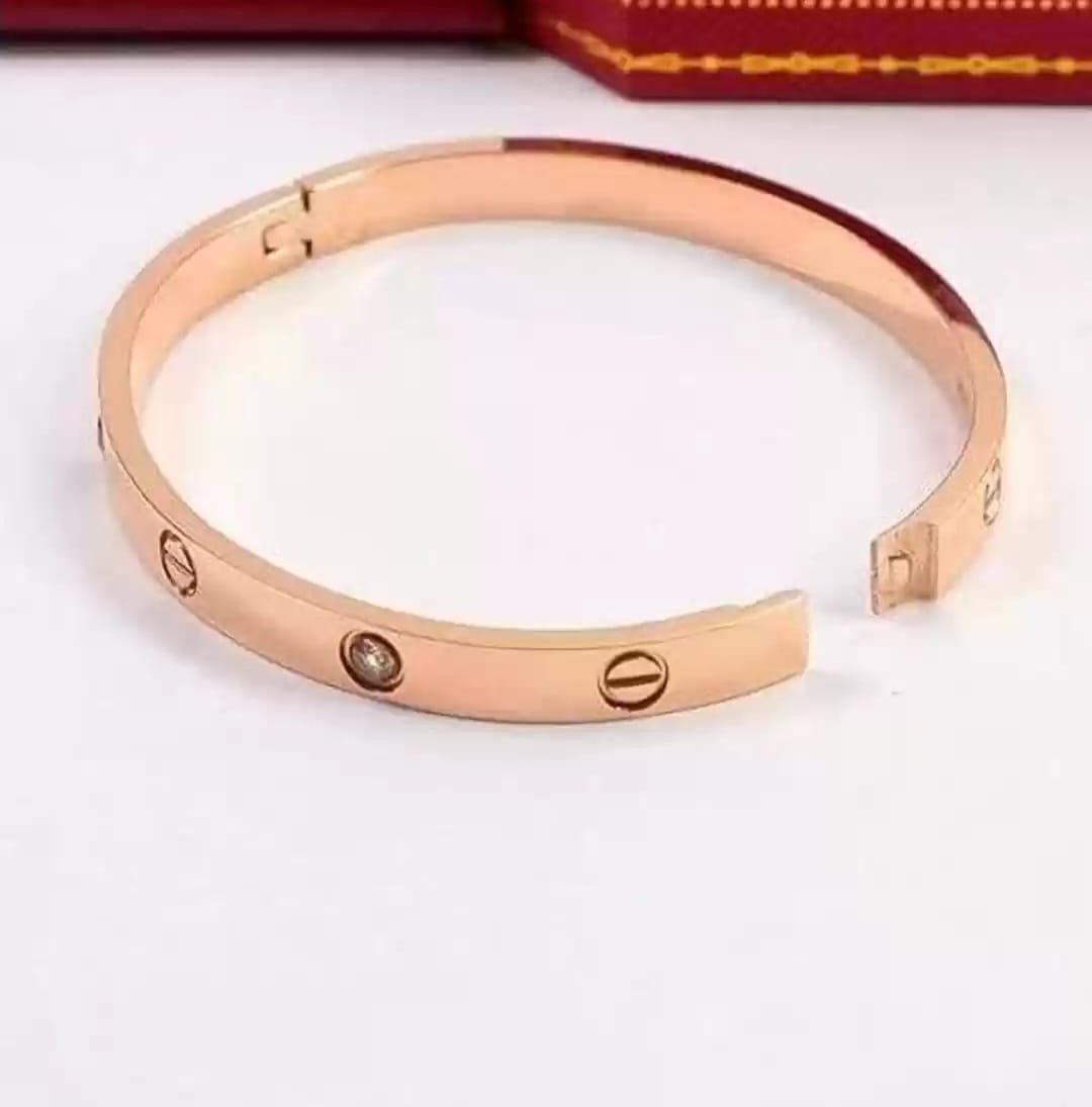 Cubic Zirconia Gold- Plated Kada Bracelet