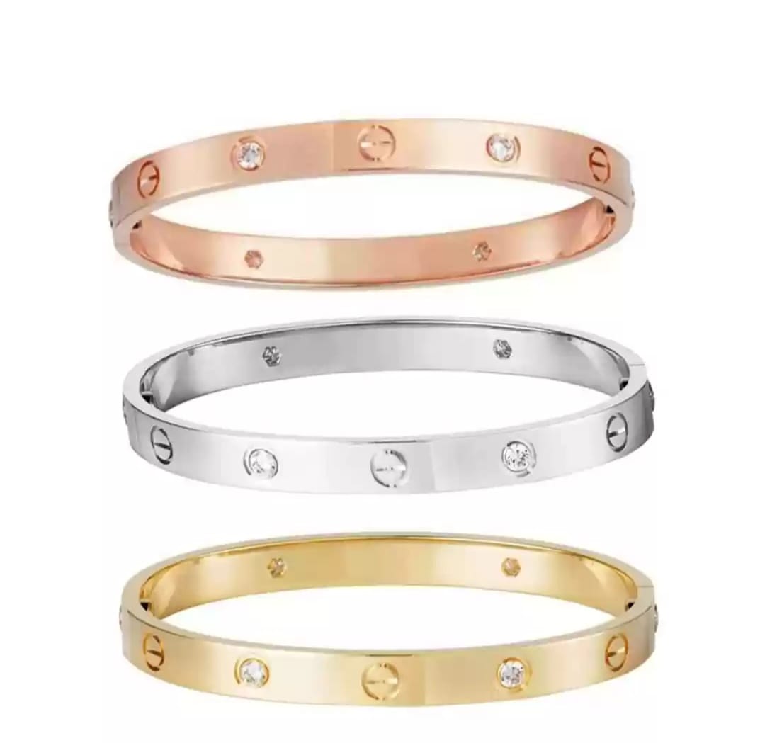 Women Pack of 3 Cubic Zirconia Rose Gold- Plated Bangle- Style Bracelet