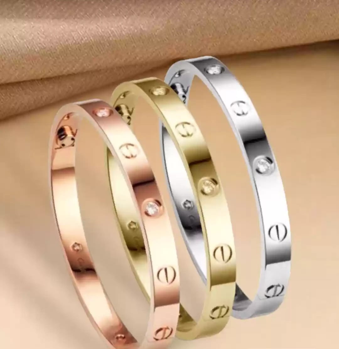 Women Pack of 3 Cubic Zirconia Rose Gold- Plated Bangle- Style Bracelet