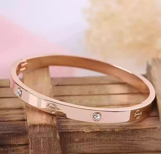 Cubic Zirconia Gold- Plated Kada Bracelet