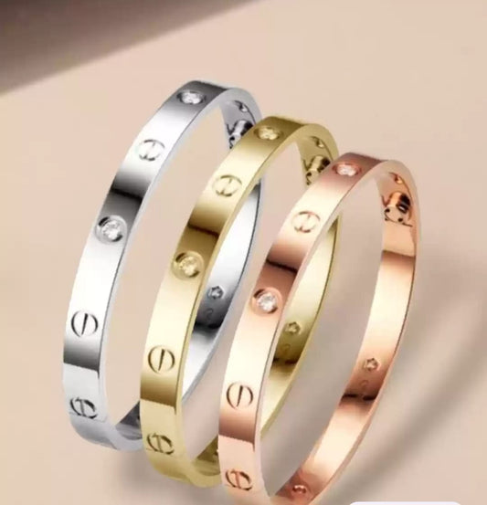 Women Pack of 3 Cubic Zirconia Rose Gold- Plated Bangle- Style Bracelet